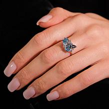 House of Ellure Sterling Silver Multigemstone Fancy-Shape Cluster Ring