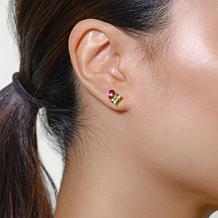 House of Ellure "Toi et Moi" Pink Topaz and Peridot Earrings