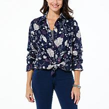 HUE Button-Down Floral Print Nap shirt