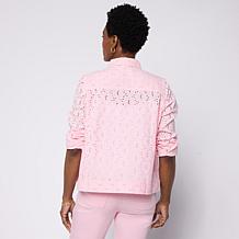 HUE Button-Front Cotton Eyelet Topper