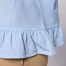 Hue Ruffle Hem 3/4-Sleeve Button-Down Top 