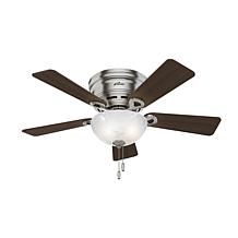 Hunter 42" Haskell Brushed Nickel Low Profile LED Light Ceiling Fan 