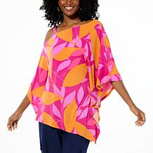 IMAN Global Chic Asymmetric Scarf Top with Buckle 