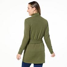 IMAN Global Chic Belted Ribbed Knit Cardigan