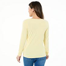 IMAN Global Chic Buckled Knit Cross-Front Top