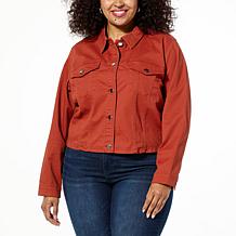 IMAN Global Chic Cropped Denim Jacket with Back Elastic