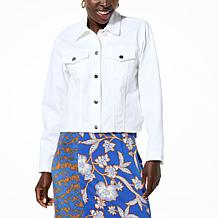 IMAN Global Chic Cropped Denim Jacket with Back Elastic