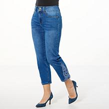 IMAN Global Chic Embroidered Cropped Skinny Jean