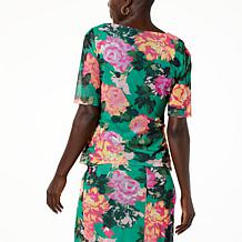 IMAN Global Chic Knit Mesh Top with Side Ruching