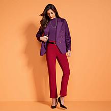 IMAN Global Chic Luxe Faux Suede Double-Breasted Blazer