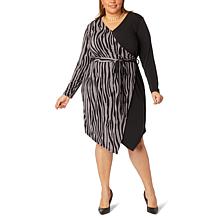 Iman Global Chic Printed Colorblock Surplice Dress