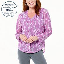 IMAN Global Chic Printed Ruffle-Front Blouse