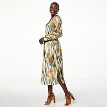 IMAN Global Chic Printed Shirt Dress with Belt