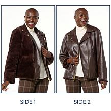 IMAN Global Chic Reversible Faux Fur to Faux Leather Jacket