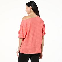 IMAN Global Chic Textured Knit Asymmetrical Dolman Sleeve Top