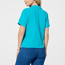 IMAN Global Chic Twist Front Collared Top 