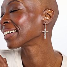 Imperial Silver Cobblestone Diamond-Cut Cross Earrings