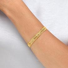 Imperial Silver Diamond-Cut 10-Row Wheat Chain Bracelet
