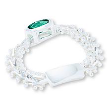 Imperial Silver Diamond-Cut Sterling Silver Wheat Design CZ Ring