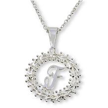Imperial Silver Diamond-Cut Wheat Link Initial Pendant with 18" Cha...