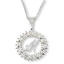 Imperial Silver Diamond-Cut Wheat Link Initial Pendant with 18" Cha...