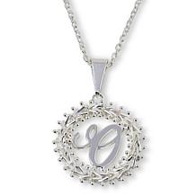 Imperial Silver Diamond-Cut Wheat Link Initial Pendant with 18" Cha...