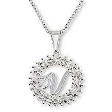 Imperial Silver Diamond-Cut Wheat Link Initial Pendant with 18" Cha...