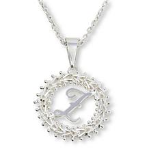 Imperial Silver Diamond-Cut Wheat Link Initial Pendant with 18" Cha...