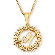Imperial Silver Diamond-Cut Wheat Link Initial Pendant with 18" Cha...
