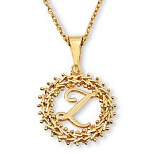 Imperial Silver Diamond-Cut Wheat Link Initial Pendant with 18" Cha...