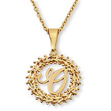 Imperial Silver Diamond-Cut Wheat Link Initial Pendant with 18" Cha...