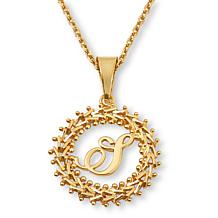 Imperial Silver Diamond-Cut Wheat Link Initial Pendant with 18" Cha...
