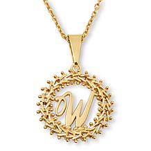 Imperial Silver Diamond-Cut Wheat Link Initial Pendant with 18" Cha...
