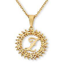 Imperial Silver Diamond-Cut Wheat Link Initial Pendant with 18" Cha...