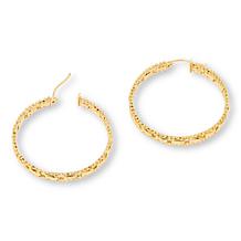 Imperial Silver Mirror Design Diamond-Cut 1-1/2" Hoop Earrings