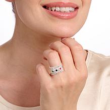 Imperial Silver Satin-Finish Multicolor CZ Band Ring