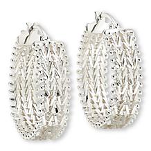 Imperial Silver Sterling Silver Diamond-Cut 4-Row Wheat Hoop Earrings