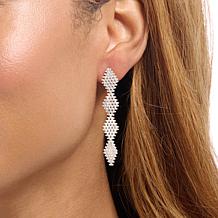 Imperial Silver Ultra Lamé Marquise-Shaped Diamond-Cut Dangle Earrings