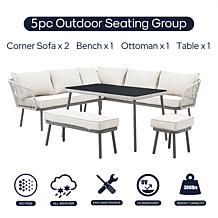 Inspired Home Colter Outdoor Rattan Wicker 5pc Seating Group, Black