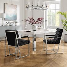 Inspired Home Dalia Velvet Dining Chair with Gold Frame, Grey