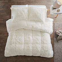 Intelligent Design Malea Shaggy Faux Fur Comforter Set Ivory - King