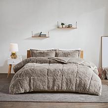 Intelligent Design Malea Shaggy Faux Fur Comforter Set Grey - King