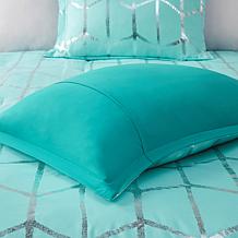 Intelligent Design  Raina Aqua/Silver Metallic Comforter Set King/CalK
