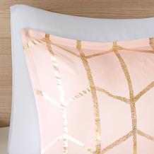 Intelligent Design  Raina Blush/Gold Metallic Comforter Set Full/Q