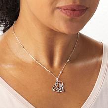 Israel Arts Sterling Silver Garnet Abstract Heart Necklace