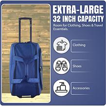 IZOD Carol 32" Rolling Duffel Bag with Wheels & Telescopic Handle