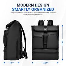 IZOD Milan Modern Roll-Top Travel Carry-On Backpack