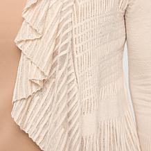 Jaclyn Smith 3/4-Sleeve Sweater Knit Flounce Cardigan