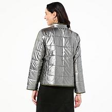 Jaclyn Smith Button-Front Contrast Trim Quilted Jacket