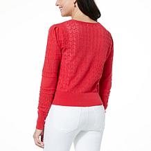 Jaclyn Smith Pointelle Knit Button-Front Cardigan